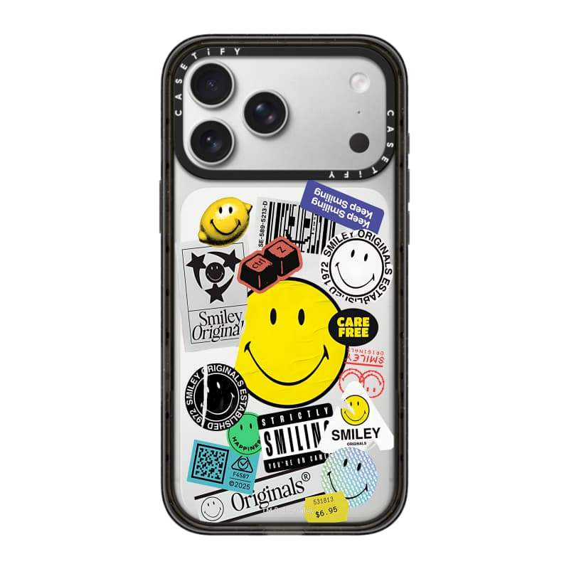 CASECASE X Smiley Sticker Case Black / Sky Blue / Pink Fizz Candy Collection Màu sắc rõ ràng cứng hút từ tính Vỏ tác động cho Apple IPhone 13 14 15 16 17Pro Max Plus Có hộp