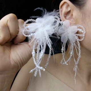 Bông Tai Vòng Cổ Hạt Ngọc Trai Hoa Trắng - Thiết Kế Thanh Lịch, Sang Trọng