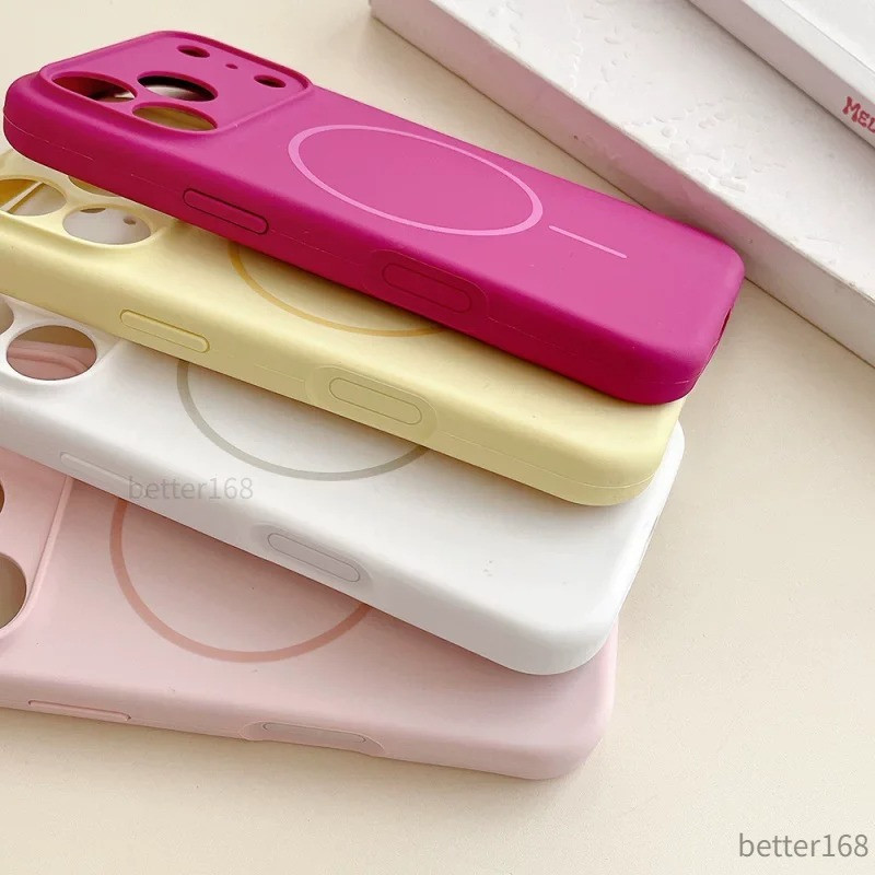 Ốp Lưng Silicone Nam Châm Cho IPhone 17 16 15 14 13 12 Pro Max Nhiều Màu Chống Sốc Bảo Vệ Camera Siêu Mỏng