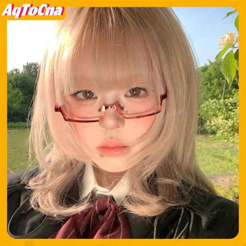 Kính mát chữ nhật nhỏ AqToCna - Thiết kế anime Nhật Bản, màu đỏ, khung kim loại thời trang