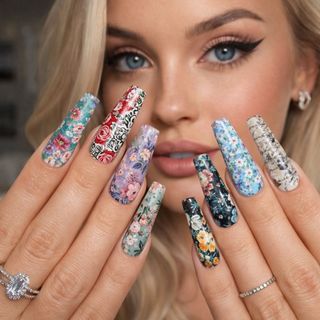 FANGHUI Họa Tiết Sọc Đen Trắng, Ren, Sequin, Dán Móng Tay DIY, Hiệu Ứng Nghệ Thuật