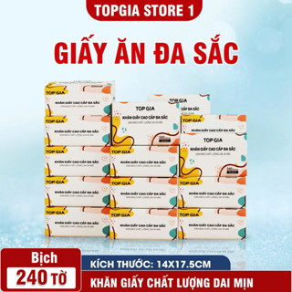 [Siêu Tiết kiệm] Giấy ăn rút Topgia đa sắc cao cấp 240 tờ 4 lớp, dập vân 4D, mềm mịn, thấm hút tốt