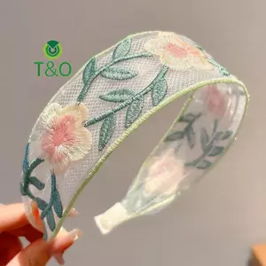 Băng đô voan thêu hoa thanh lịch - Phụ kiện tóc nữ ngọt ngào mới