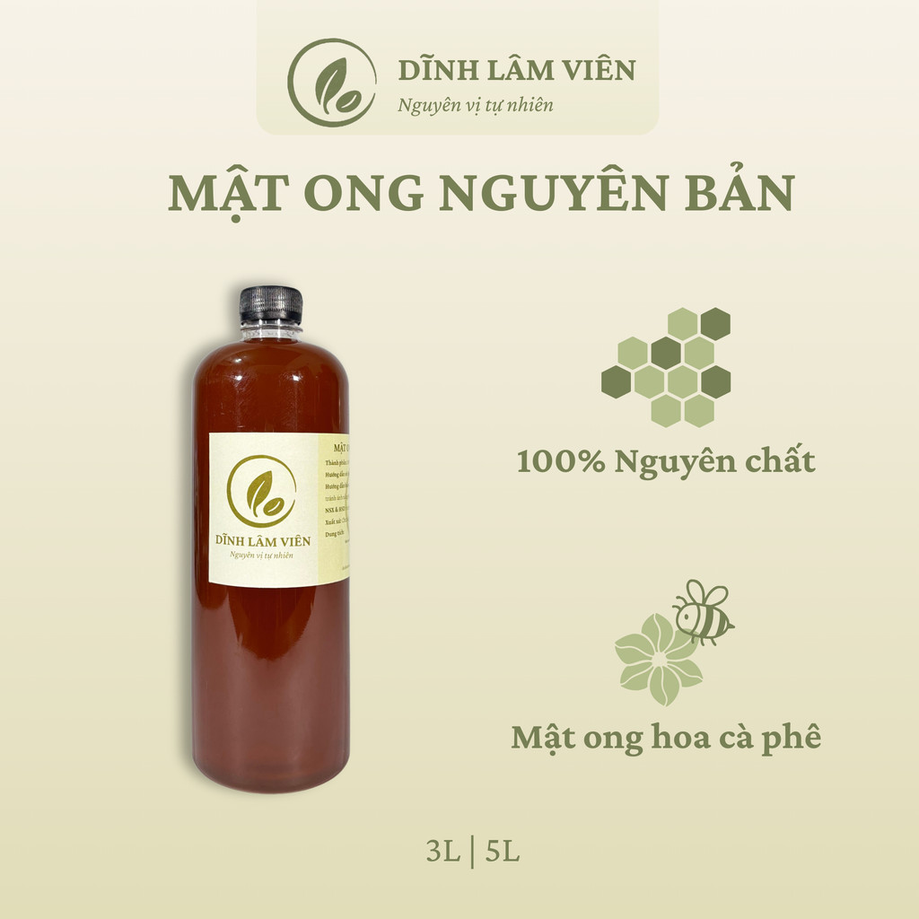 Mật ong hoa cà phê Gia Lai nguyên bản nguyên chất 3-5l | Dĩnh Lâm Viên