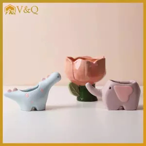 Littleloves1 Dễ Thương Gốm Hoa Hình Động Vật Voi Cây Nồi Để Bàn Ban Công Trang Trí Nhà Trang Trí Bình Gốm VN