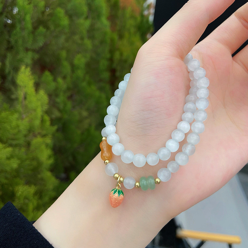 Vòng tay đá mắt mèo hình tròn đôi ngọt ngào mới