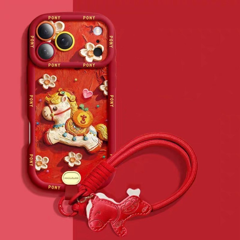 Con Ngựa Năm Mới Đỏ Rực Rỡ Shell Đối Với iPhone 17 16 15 14 13 12 11 ...