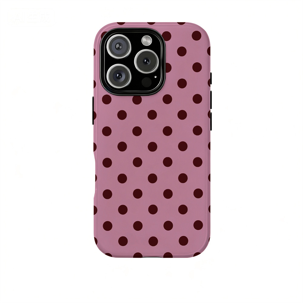Chấm bi màu đỏ thời trang Thích hợp cho iPhone 7 8 X XS XR XSMAX 11 12 13 14 15 16 17 Pro max Plus Vỏ cứng hai lớp chống sốc chống sốc chống sốc Vỏ bọc toàn diện
