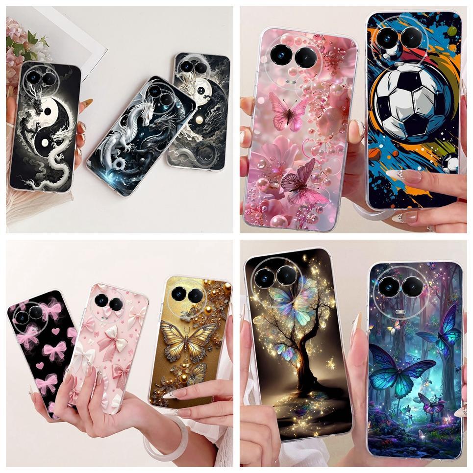 Vỏ Silicon Mềm Trong Suốt Cho Realme 11x RMX3785 Ốp Lưng Điện Thoại Realme 11 5G RMX3780 Vỏ Hoạt Hình Mèo Rồng Hoa Bướm