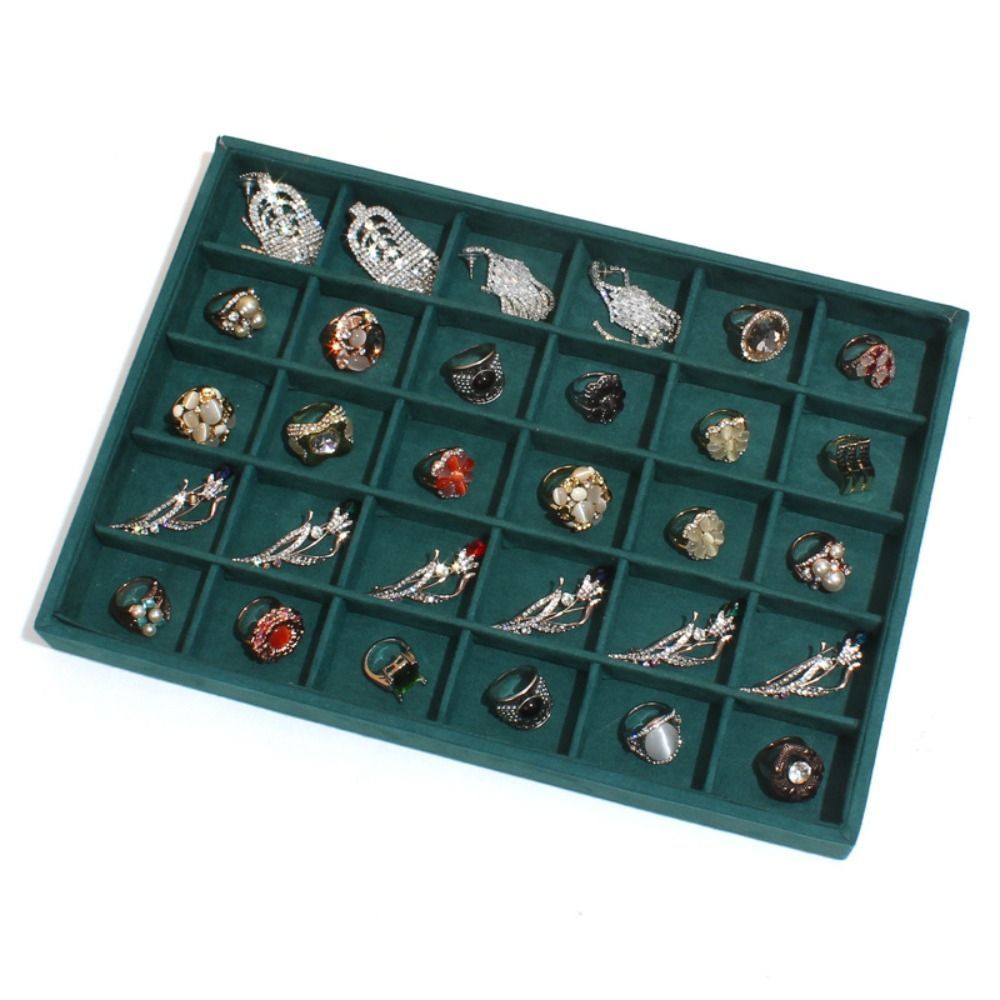 Dụng cụ sắp xếp trang sức CHEESELY, Khay đựng đồ trang sức màu xanh nhung, Chất lượng cao một lớp Vòng tay dung tích lớn Tấm lưu trữ Trang sức Màn hình hiển thị