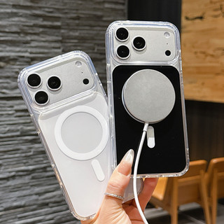 Ốp Điện Thoại Từ Tính Cho iPhone 17 16 Pro Max 17 Air 16 15 14 13 Bốn Góc Chống Rơi Chống Sốc Bảo Vệ Vỏ Acrylic