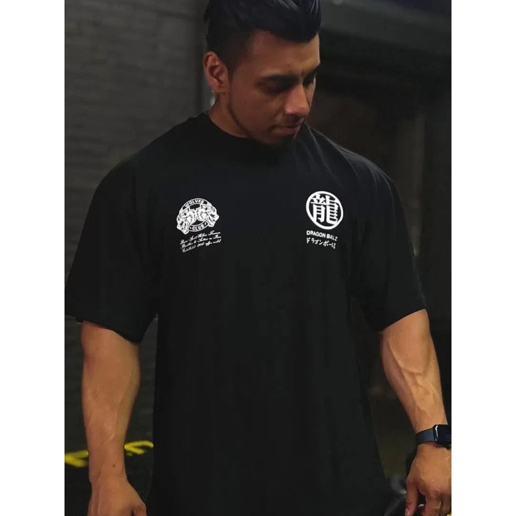 Darcsport Áo thun nam bằng cotton chất lượng cao, thiết kế full lưng hình đầu rồng thần thoại, phù hợp thể dục