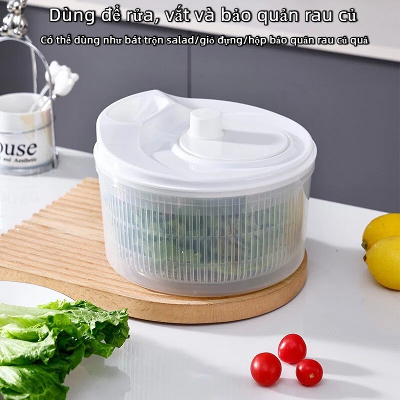 Bộ rổ quay ráo nước rau củ quả loại lớn,Làm Salad Tiện Lợi,Máy giặt rau gia dụng,Dày Dặn Giữ độ Tươi