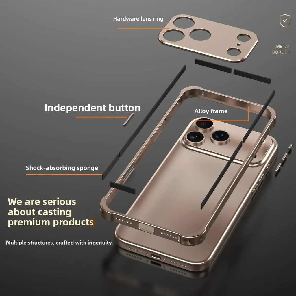 Dành Cho iPhone 17 Air 17 16 14 14 13 12 Pro Max 17 Pro Hàng Không Hợp Kim Nhôm Ốp Lưng Điện Thoại Khung Kim Loại Bảo Vệ Ống Kính Vỏ Chống Sốc