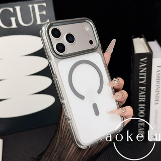 Cạnh hai màu thích hợp cho ốp điện thoại iPhone 17 Promax, khung kim loại cao cấp 17 trong suốt cao cấp, lỗ lớn 17 Pro silicon chống rơi Vỏ bảo vệ từ tính không khí