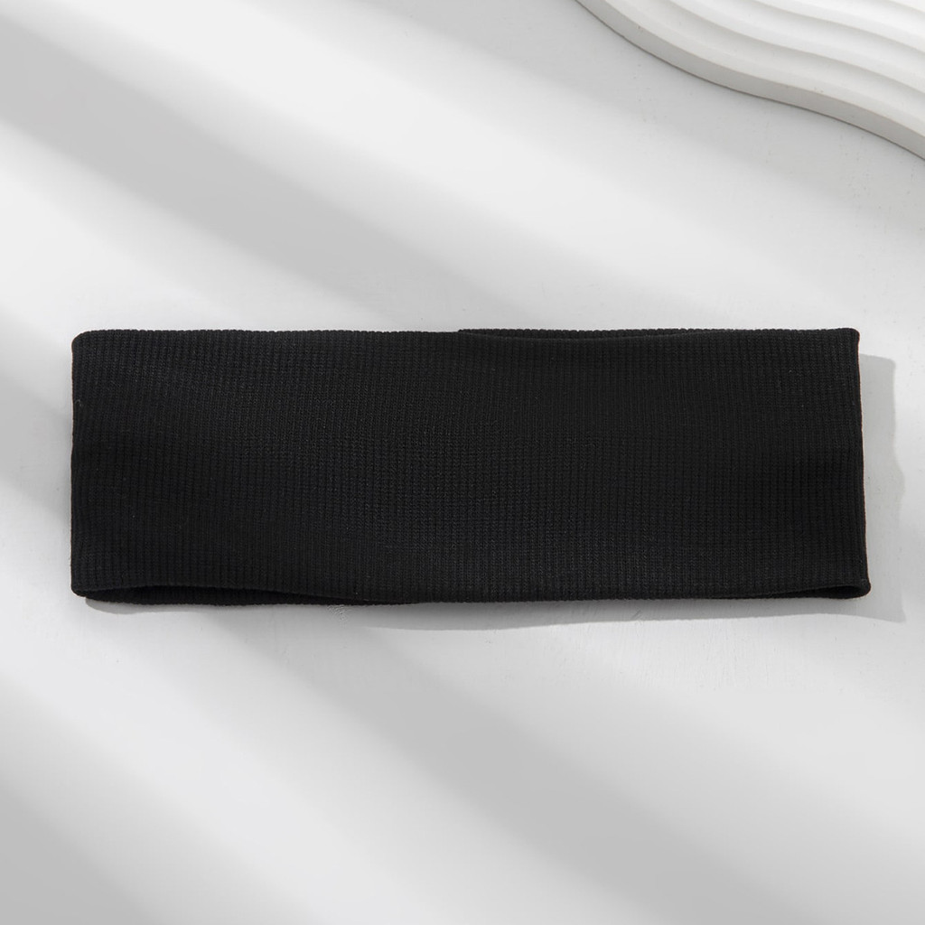 Băng đô dệt kim cotton có gân, thấm hút mồ hôi, phù hợp yoga và thể thao