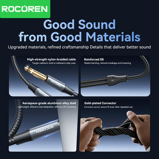 Rocoren 3.5mm Đến Đôi 6.5mm Cáp AUX Adapter Cáp Âm Thanh 6.5 Jack Sang Stereo 3.5 Jack Cho Bộ Khuếch Đại Bộ Chuyển Đổi 6.35mm