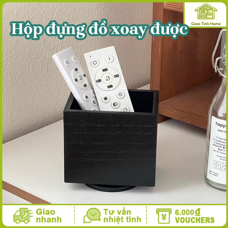 Hộp Đựng Điều Khiển Từ Xa Bằng Gỗ - Xoay 360° Linh Hoạt, Phong Cách Tối Giản, Sắp Xếp Gọn Gàng Phòng Khách