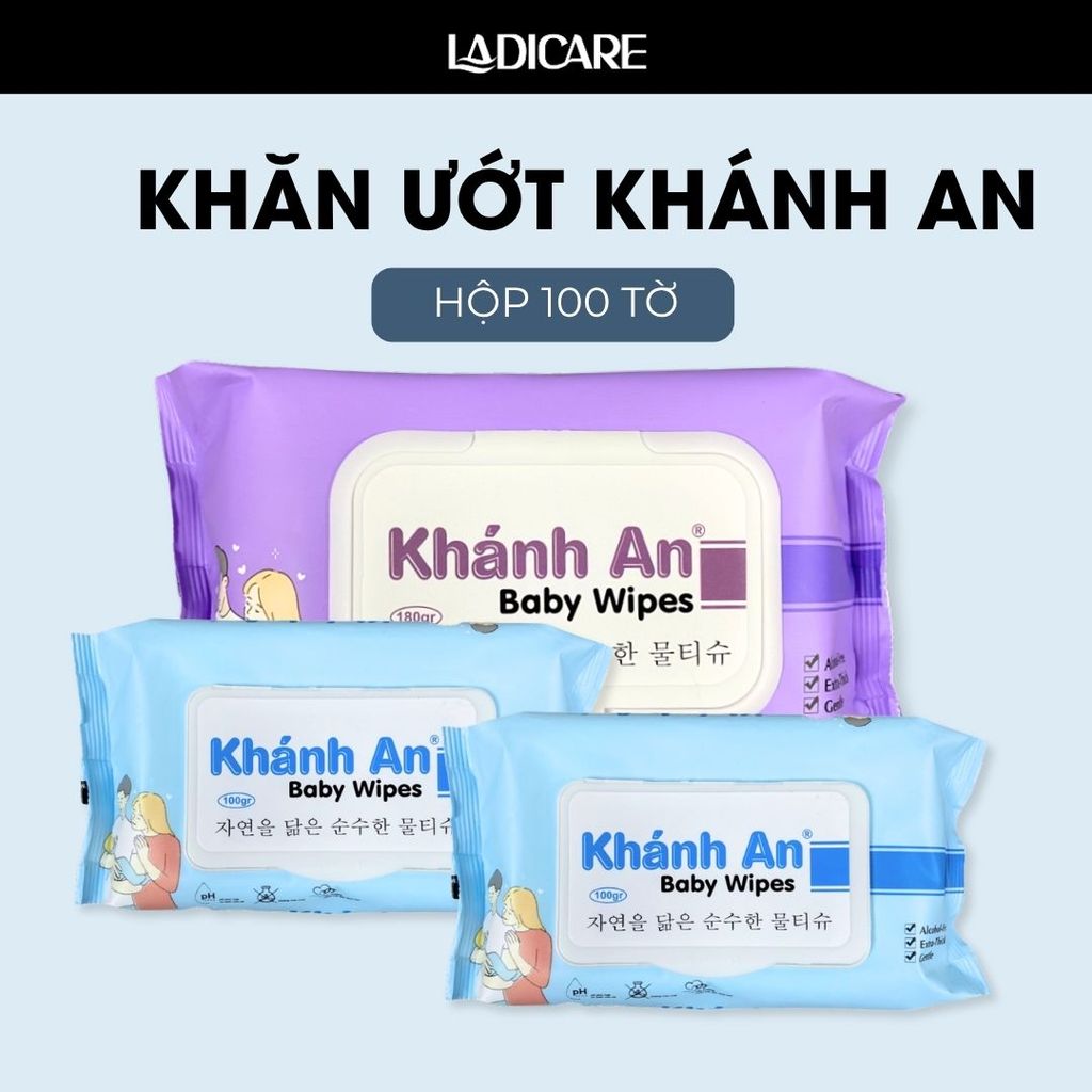 Khăn ướt baby Khánh An [Bịch 100 tờ] khăn giấy ướt dành cho bé không mùi, không màu
