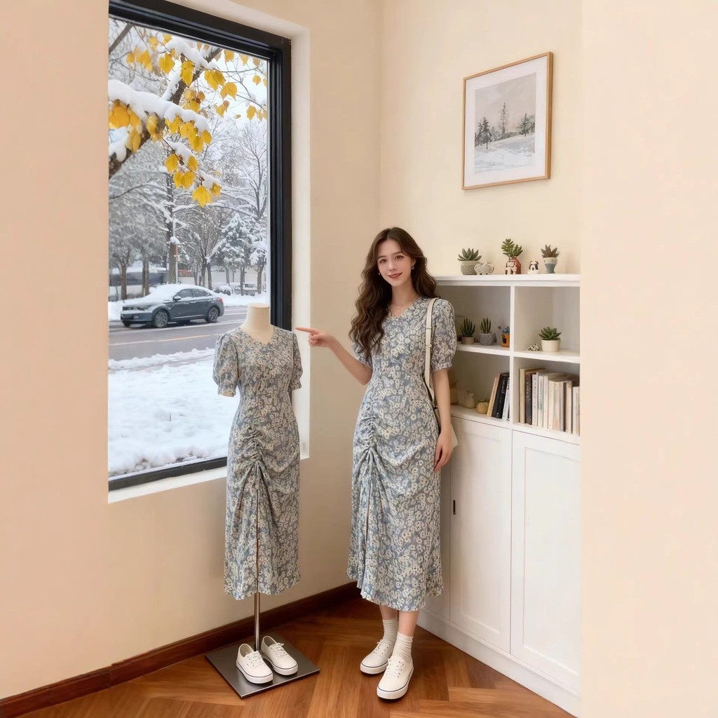 [Sẵn sàng] Đầm voan nữ chất lượng cao Thời trang Châu Âu và Mỹ Váy mùa hè nữ mới Phong cách Hồng Kông kiểu Pháp Váy voan cổ điển Váy dài xẻ hoa sang trọng
