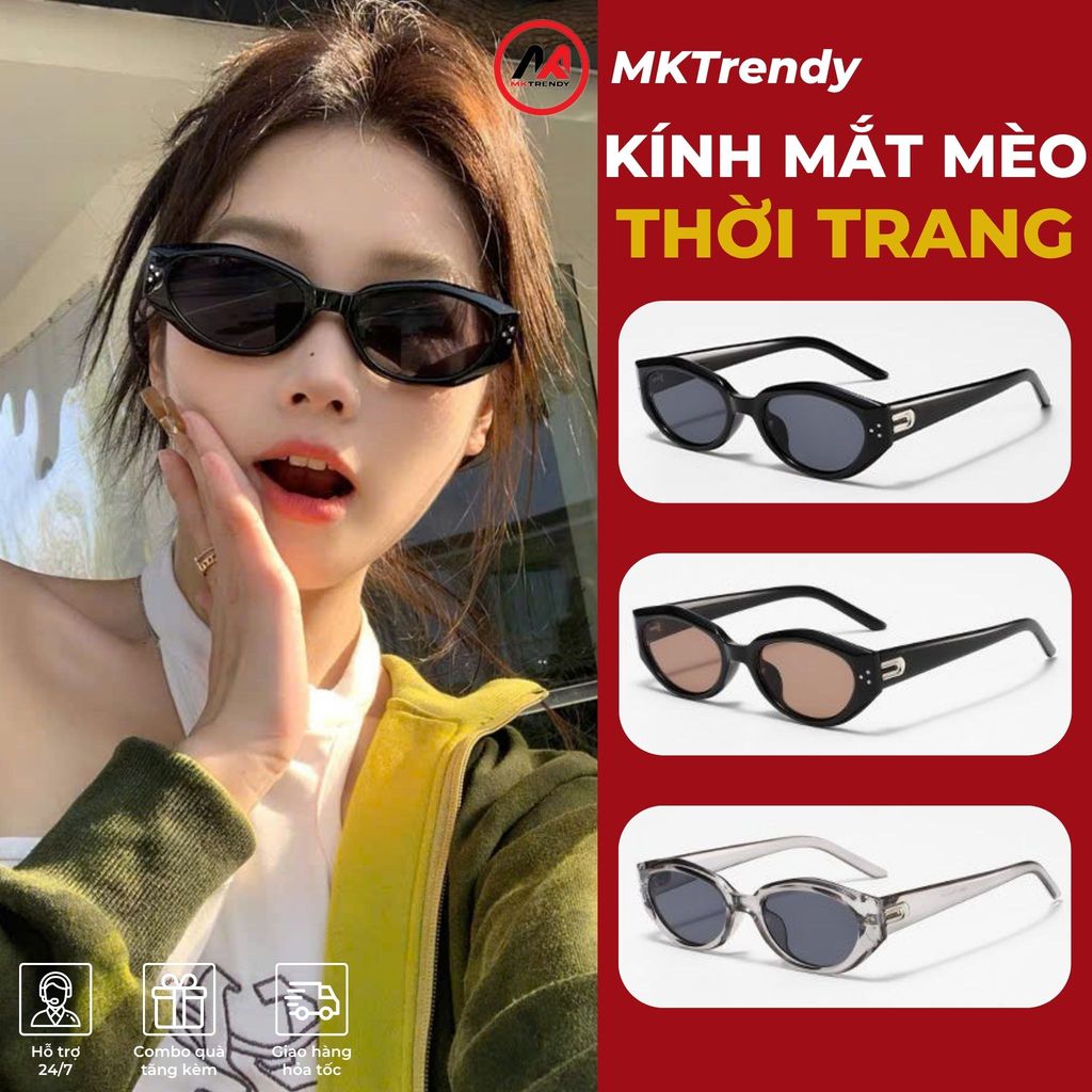 Kính râm mắt mèo MKTRENDY chống tia UV kính mát thời trang nam nữ phong cách Hàn Quốc đi học đi chơi T1