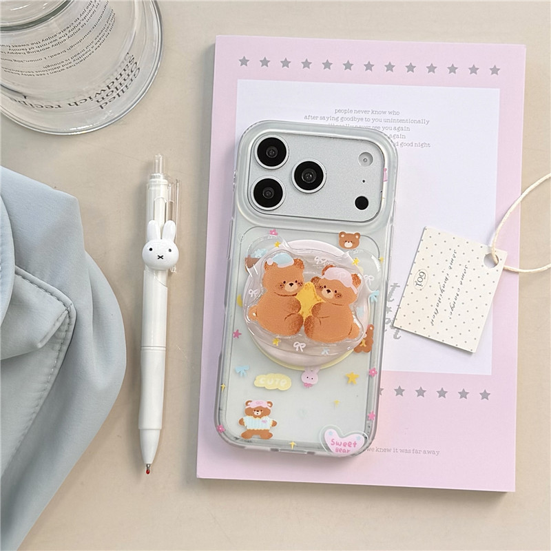 IPhone 17 Pro Max Ôm họa tiết gấu nhỏ Chất liệu TPU IMD craft Vỏ điện thoại in hai lớp