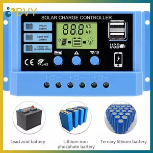 BVY 30A 20A 10A Bộ điều khiển sạc năng lượng mặt trời 12V 24V Bảng điều khiển LCD PV bảng điều khiển năng lượng mặt trời tự động cho pin chì, USB kép.