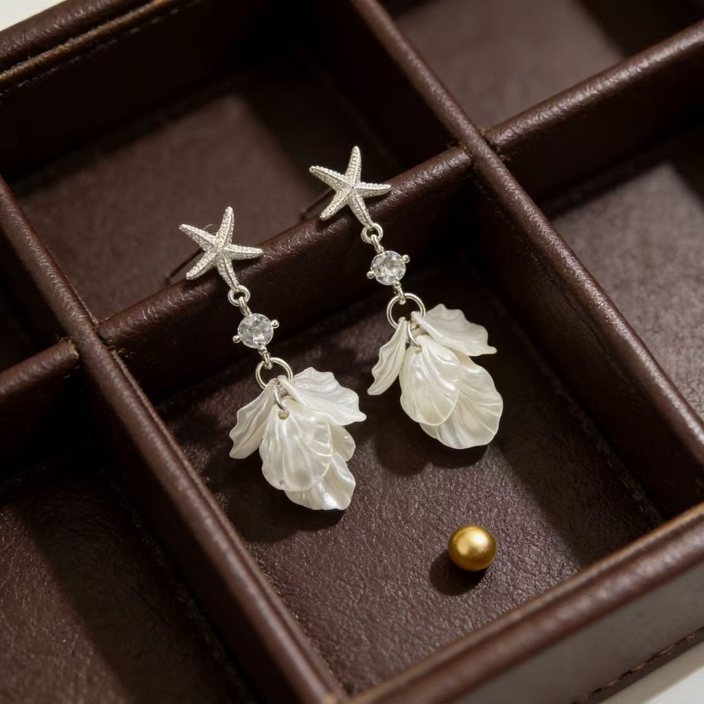 Trang sức thời trang Hàn Quốc - Bông tai nữ zircon hình sao biển, đơn giản nhưng cá tính