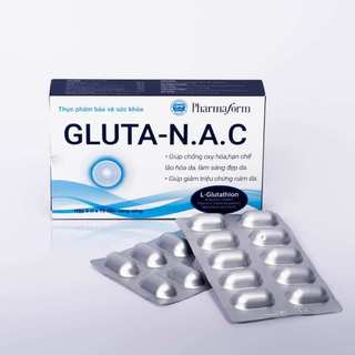[HÀNG CÔNG TY] Pharmaform GLUTA-NAC Viên uống hỗ trợ chống lão hóa, làm sáng da (hộp 30 viên)