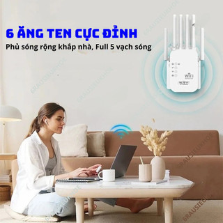 Kích sóng wifi 6 râu tốc độ cao 1200Mbs, không dây. Kích sóng yếu thành sóng khỏe giảm giật lag mất sóng .