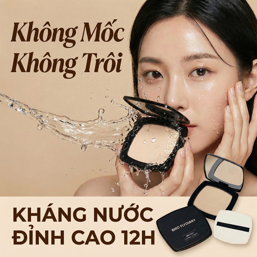 BFD Phấn Phủ Powder Nén Dưỡng Ẩm Không Khô Da Kiềm Dầu Mịn Lì Tự Nhiên Che Lỗ Chân Lông Bền Màu 9g
