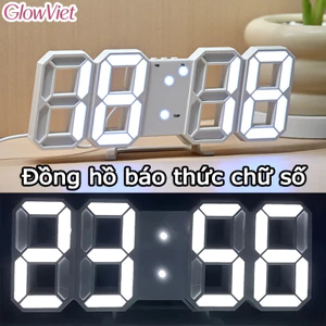 Đồng hồ báo thức chữ số LED 3D, treo tường, để bàn, đồng hồ thông minh, tự động điều chỉnh ánh sáng.