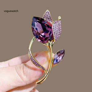 VOG Trâm cài hoa Tulip kim cương giả - Độ bóng cao, lấp lánh, phù hợp mùa đông