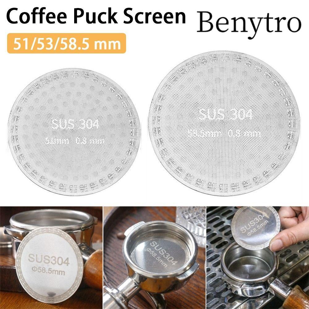 Bộ lọc cà phê BENYTRO, Màn hình Puck cà phê bằng thép không gỉ 51 / 53 / 58,5 mm, Phụ kiện Espresso hai lớp có thể tái sử dụng
