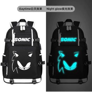Bán Chạy Nhất Hoạt Hình Hàng Hóa Nhím Sonic Schoolbag Học Sinh Trung Học Đơn Giản Ba Lô Vải Dạ Quang 4.12