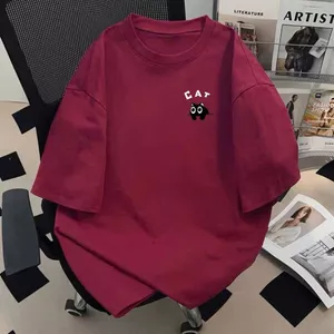 Áo phông basic tay lỡ thời trang, unisex chữ CÁT in ng ự c-CHANG3158