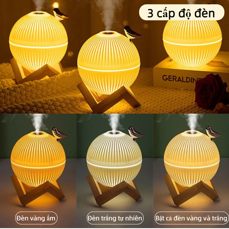 Máy tạo ẩm Họa Mi - Sương to, 2 mức đèn, 330ml, USB chống cạn - máy xông hương, đèn tạo ẩm