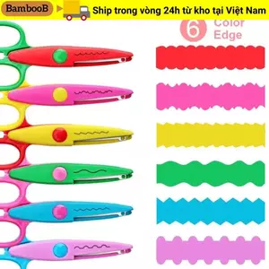 BAMBOOB 1 / 6 Kéo An Toàn Nghệ Thuật, Kéo Ren Họa Tiết Sóng Đầu Tròn Nhỏ, Văn Phòng Phẩm Tối Giản Tay Thoải Mái DIY Màu Cắt Giấy Kéo Trẻ Em