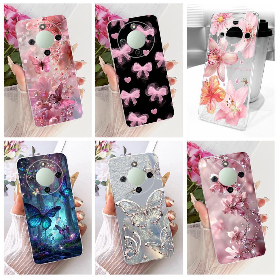 Dành Cho Honor X9D X70 5G Magic8 Lite Magic 8 Lite Ốp Điện Thoại Hoa Sang Trọng Họa Tiết Nơ Màu Hồng Vỏ Bướm Mềm Trong Suốt