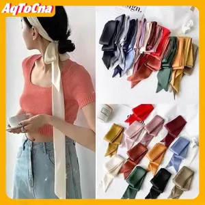AqToCna Khăn Lụa Satin 5x200cm - Quàng Cổ Mỏng Dài & Dây Buộc Tóc