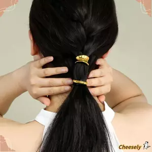 CHEESELY 3 Chiếc Vòng Đeo Tóc Vàng, Vòng Đeo Đuôi Ngựa Vàng 1 Inch, Dây Buộc Tóc Kim Loại Trang Trí Barrettes Cho Nữ