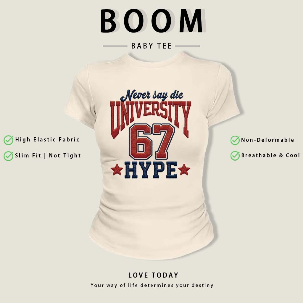 BOOM Áo Baby Tee Nữ Cotton Ôm Body-Áo Thun Ngắn Tay Y2K In Hình PhongCách Mùa Hè, Cổ Tròn Hàng Đầucách hàn quốc phongW02