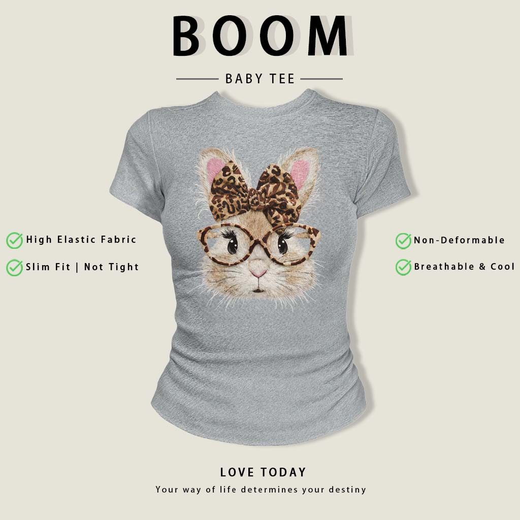 BOOM Áo Baby Tee Nữ Cotton Ôm Body-Áo Thun Ngắn Tay Y2K In Hình PhongCách Mùa Hè, Cổ Tròn Hàng Đầucách hàn quốc phongW23