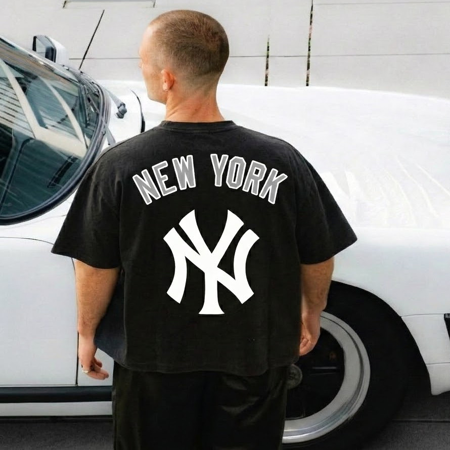 [Full Tag] Áo Thun New York Varsity Oversize M.L.B Premium Cotton 270gsm sợi chập dày dặn thoáng mát