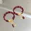 Vòng tay bướm Trung Quốc khớp tre đính cườm, bộ đôi kèm dây chuyền