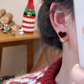 Bông tai nữ phong cách châu Âu và Mỹ với hạt đỏ tình yêu