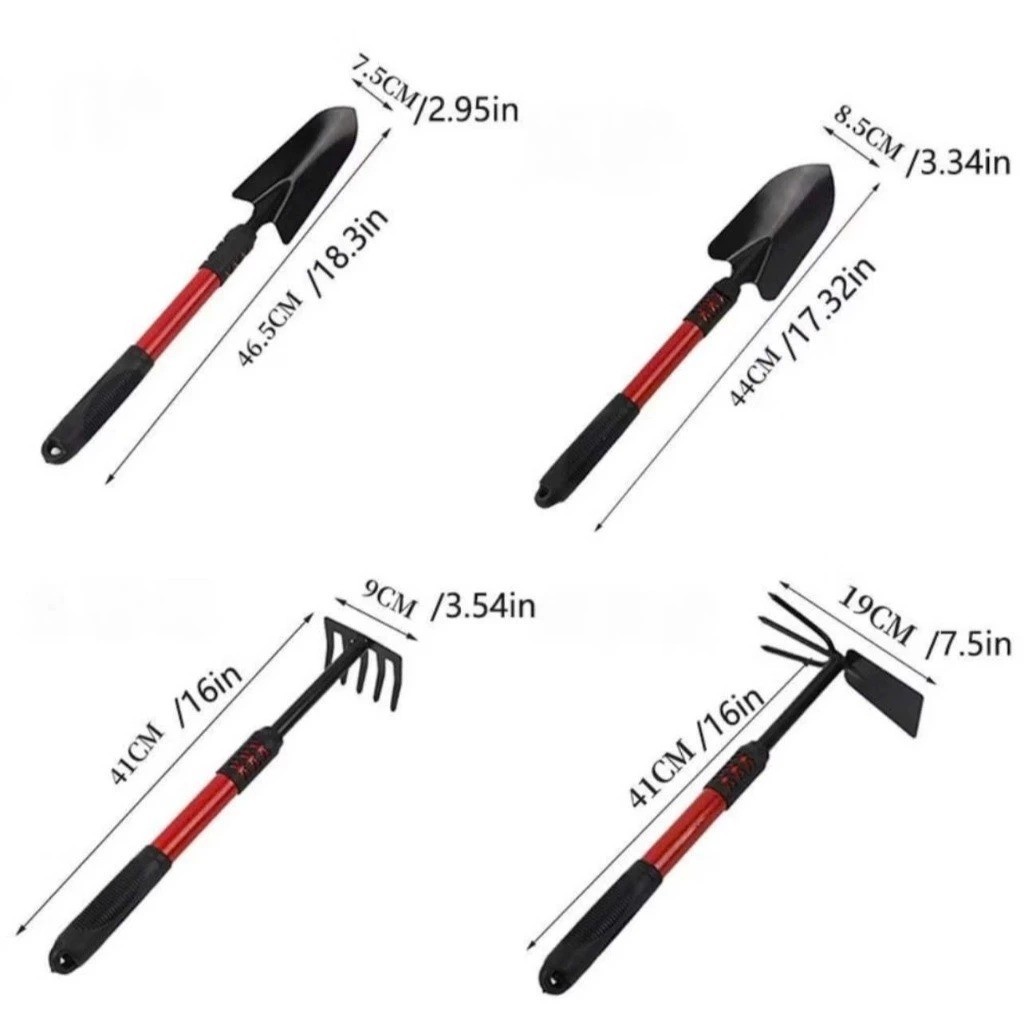 Bộ 4 món dụng cụ làm vườn tay cầm bọc cao su chắc chắn, siêu tiện dụng Dụng cụ Làm Vườn Trồng Cây