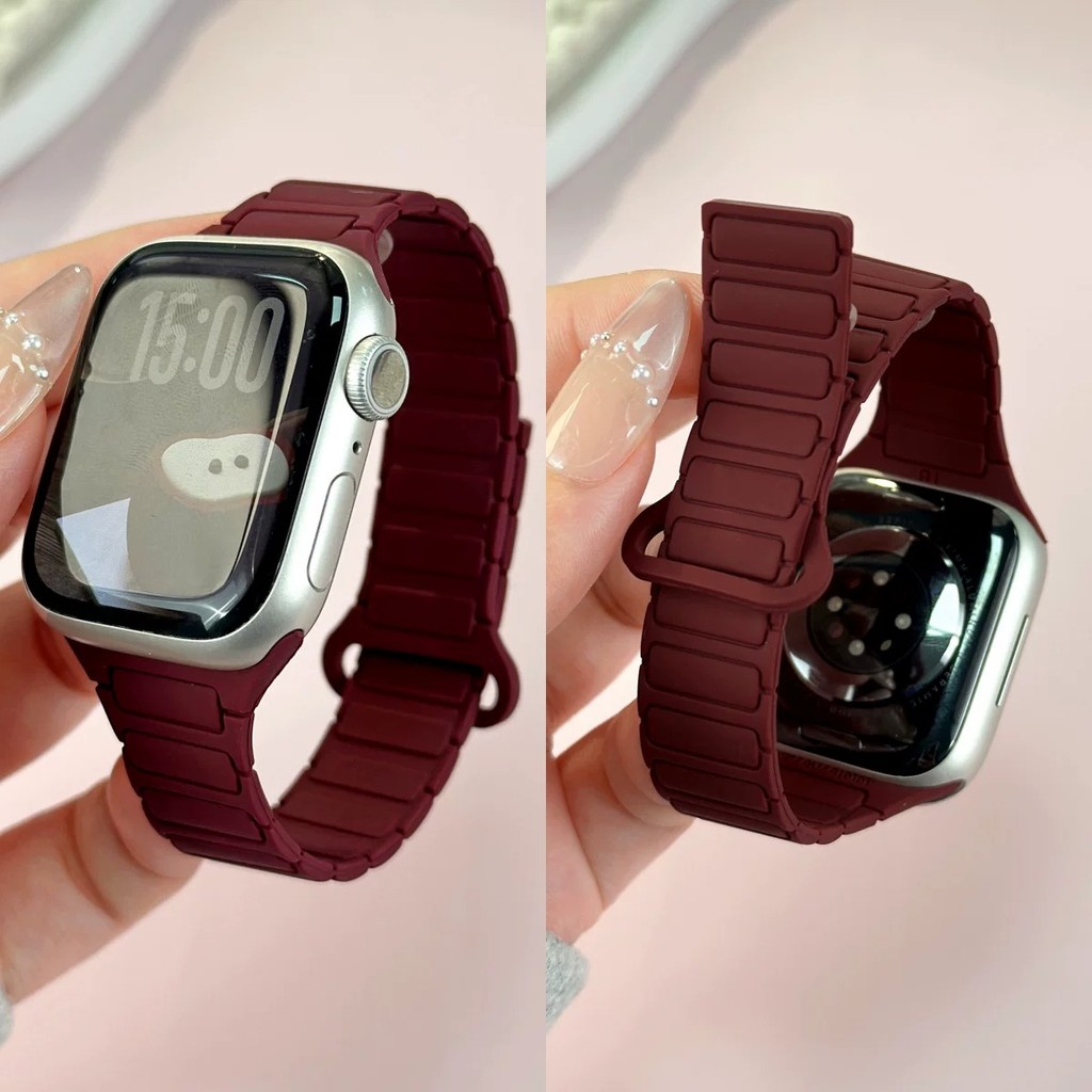 Vòng đeo tay dây đeo silicon từ tính tương thích cho Apple Watch Series11 / 10 46mm 42mm Ultra3 / 2 / 1 49mm 45 44 40 41mm 9 8 7 6 SE3 5 4
