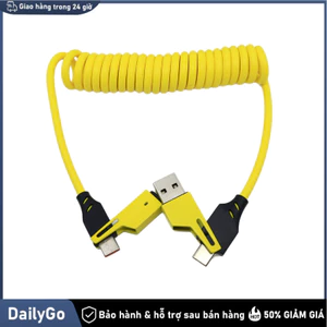 Dây sạc lò xo tháo rời, 2m truyền dữ liệu，Cáp sạc nhanh，có thể co giãn，Dây sạc nhanh 4 in 1，USB Type C (Type C)