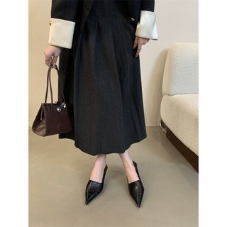 Giày Cao Gót Nữ Mũi Nhọn Gót Chân Slip-On Nông Miệng 35-41